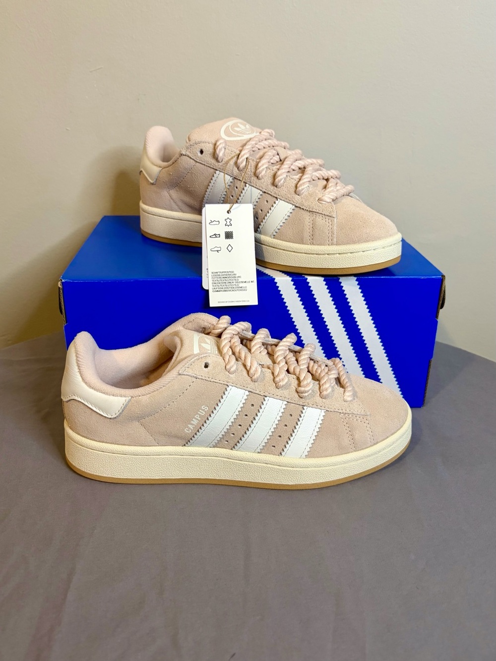 adidas Campus Women's Suede Sneakers in Pale Pink and White